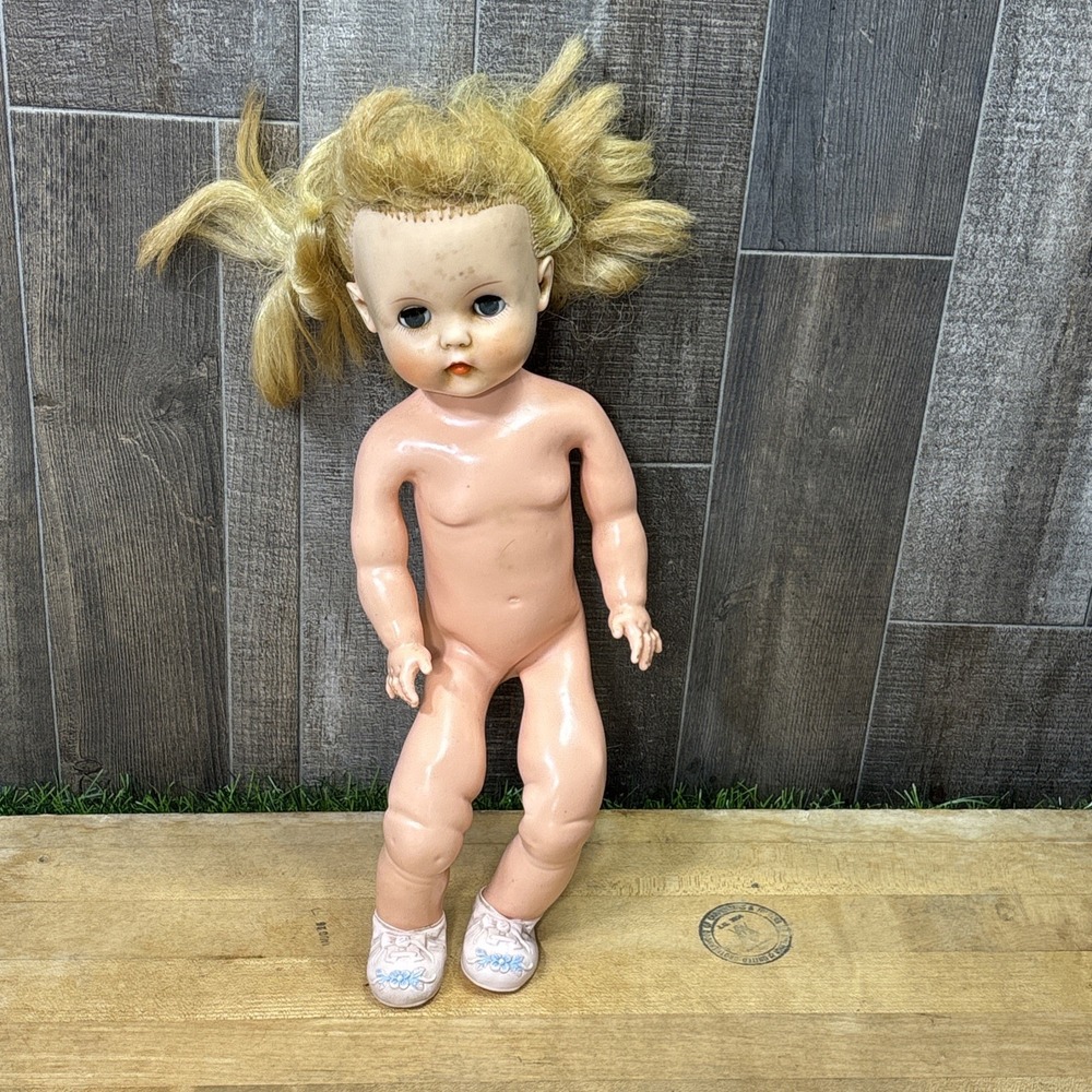 Vintage Horsman Doll Blonde Rooted Hair Sleep Eyes Vinyl Body TLC 1950s 1960s